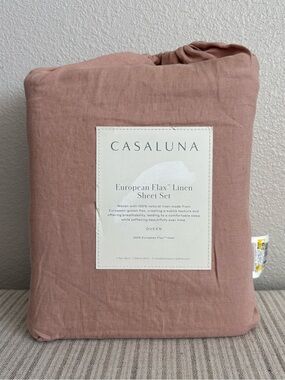 NWT Queen 100% Linen Sheet Set Light Adobe Clay - Casaluna